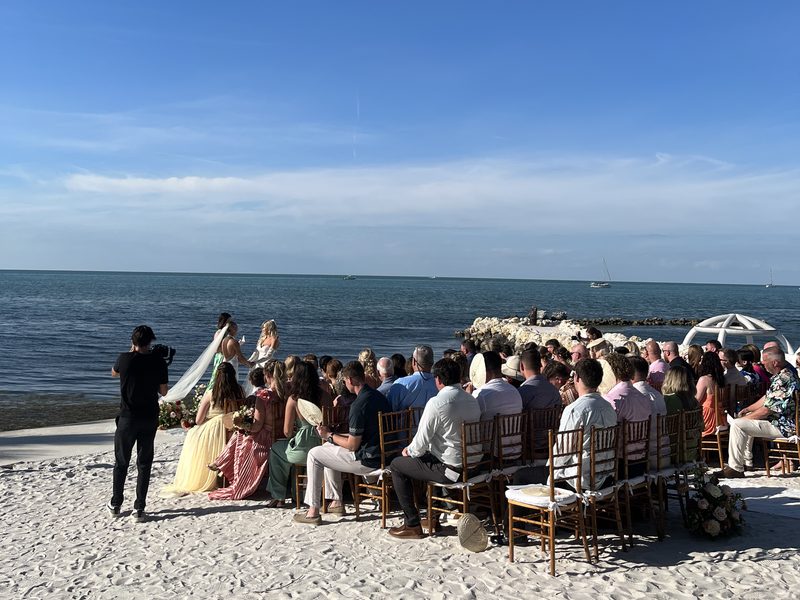 Beachfront wedding ceremony on the sand